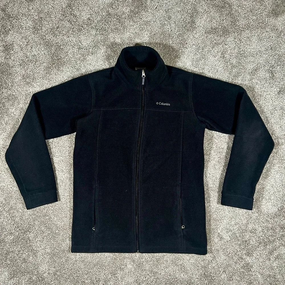 Columbia Boys XL 18/20 Black Full Zip Fleece Jacket Mock Neck Outdoor Layer